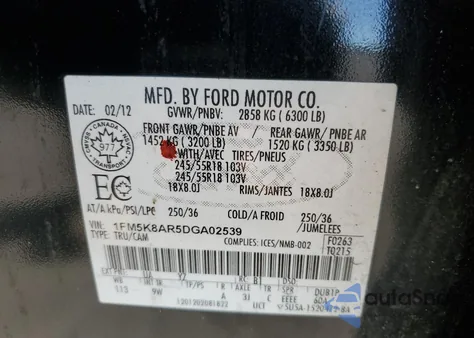 2013 Ford Explorer Police Interceptor from USA, damaged, VIN 1FM5K8AR5DGA02539